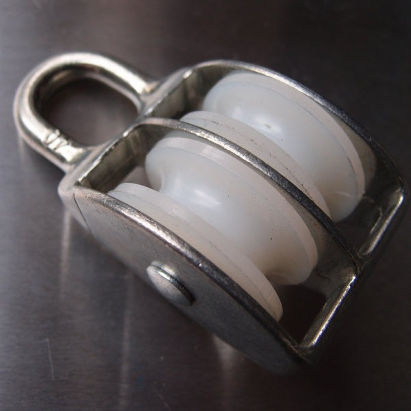 Awning Pulleys - Nylon Sheave with Fixed Elongated Eye: Double Sheave