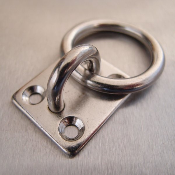 Stainless Steel Four Hole Eye Plates - Fitted with Ring AISI 304