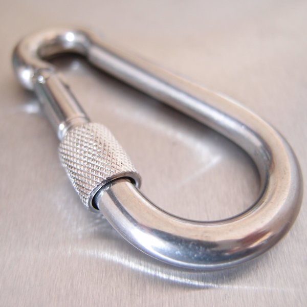 Stainless Steel Carbine Hooks with Screw Nut - Without Eyelet - AISI 316