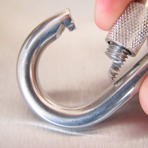 Stainless Steel Carbine Hooks with Screw Nut - Without Eyelet - AISI 316