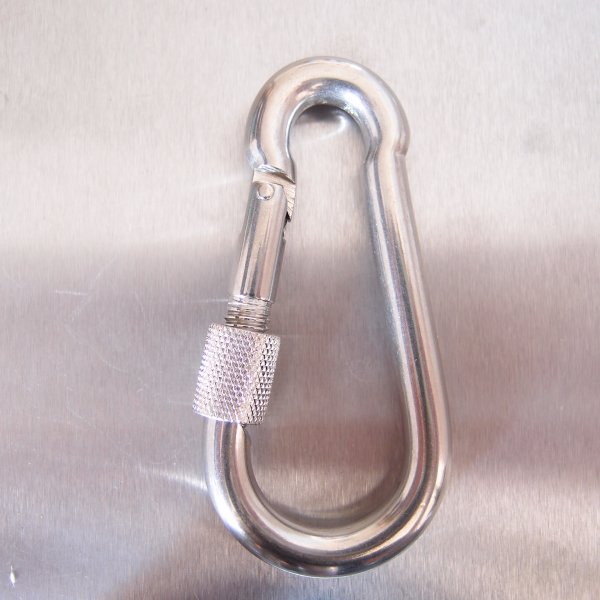 Stainless Steel Carbine Hooks with Screw Nut - Without Eyelet - AISI 316