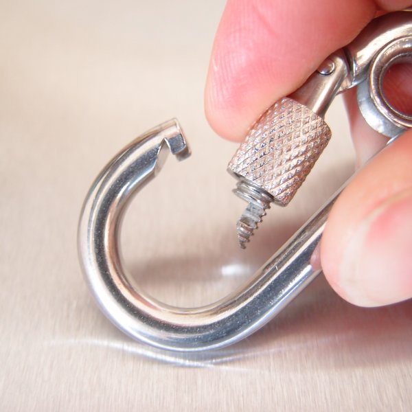 Stainless Steel Carbine Hook With Screw Nut - With Eyelet - AISI 316