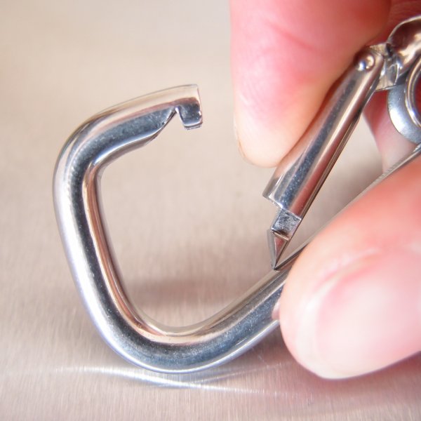 Stainless Steel Asymmetric Carbine Hook with Eyelet - AISI 316