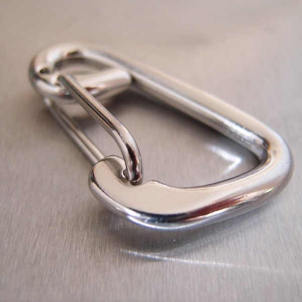 Stainless Steel Formed Eye Carbine Hooks with Spring Wire Safety Catch - AISI 316