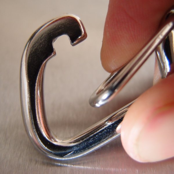 Stainless Steel Formed Eye Carbine Hooks with Spring Wire Safety Catch - AISI 316