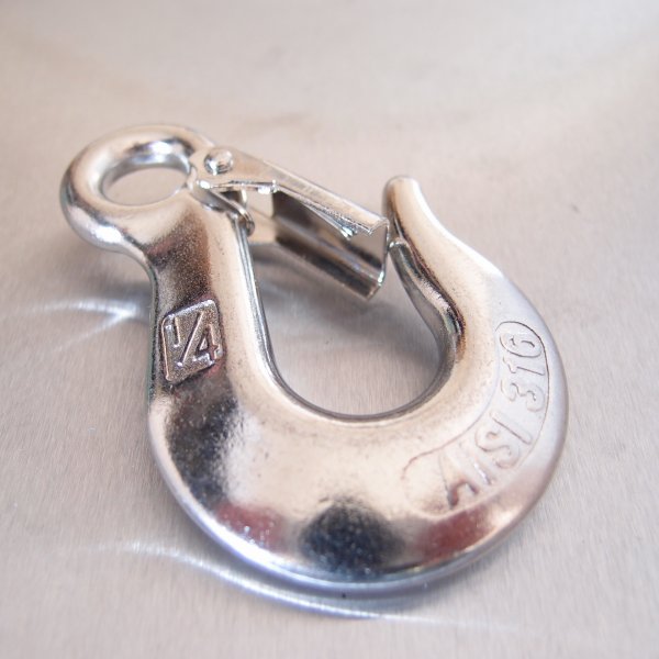 Stainless Steel Eye Type Sling Hook with Safety Catch - AISI 316