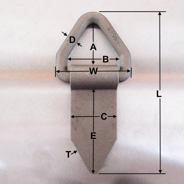 50mm 1 tonne Lashing Link Triangular Drop Forged with Fold Over Plate - Weld-on - Self Colour