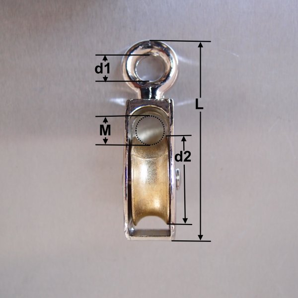 Single Awning Pulley - Die Cast Sheave - Fixed Round Eye - Zinc Plated Steel