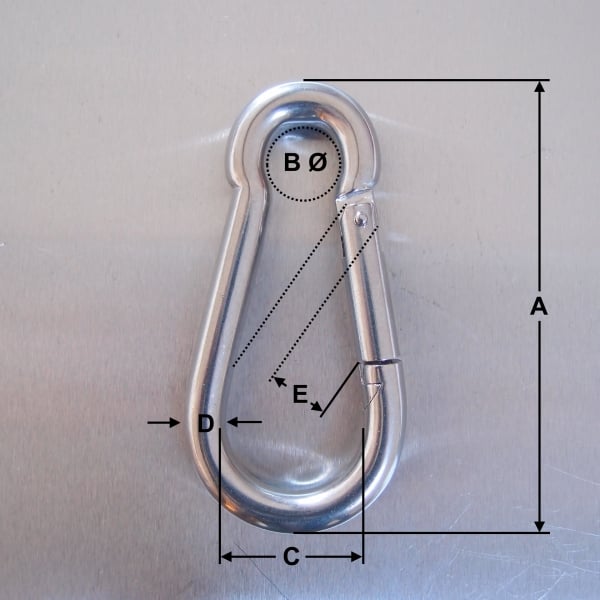Stainless Steel Carbine Hooks - without Eyelet - AISI 316