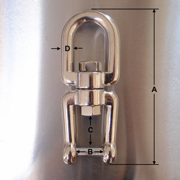 Stainless Steel Swivel Eye & Jaw With Allen Key Flush Pin - AISI 316