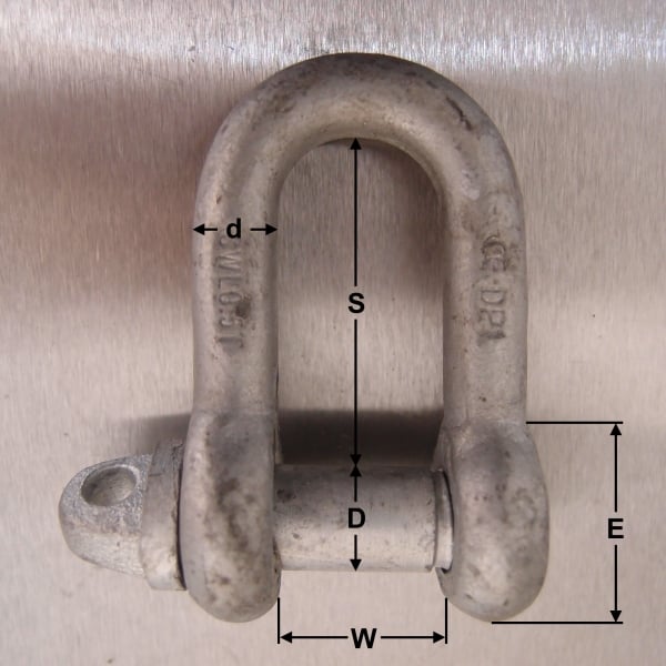 Large Dee Shackles High Tensile with Type A Pins - Galvanised