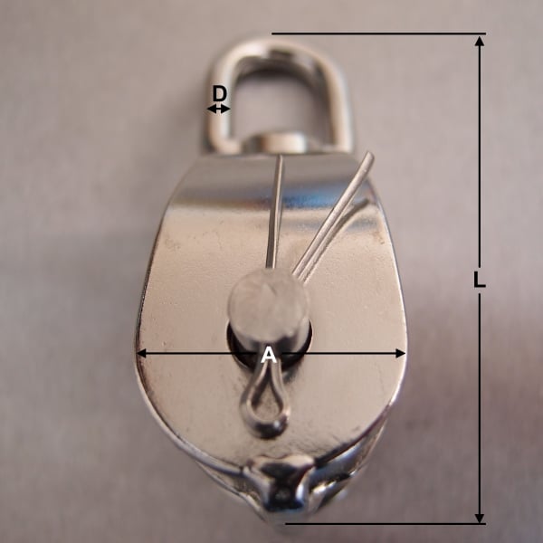 Stainless Steel Double Sheave Blocks with Swivel Oval Eye - AISI 316