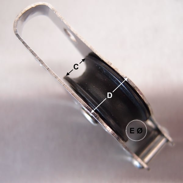 Stainless Steel 25mm Pulley Block with Nylon Sheave - Type 1 - AISI 316