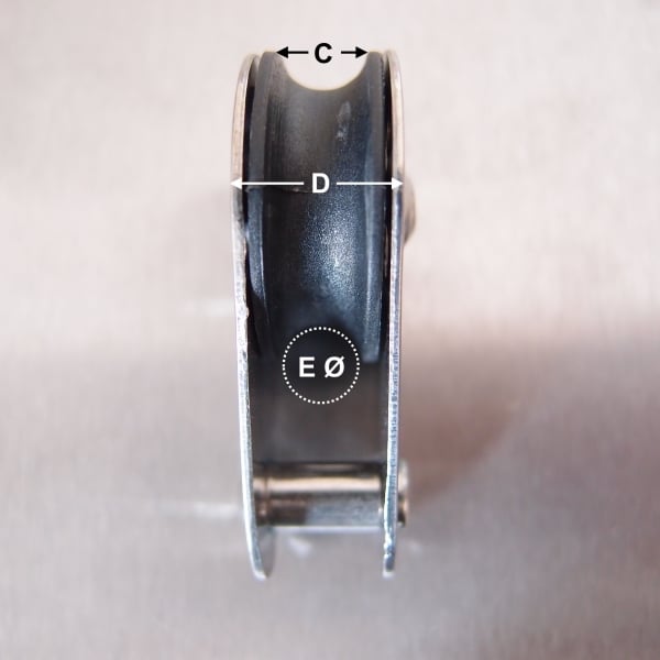 Stainless Steel 25mm Pulley Block with Nylon Sheave - Fixed Pin - AISI 316