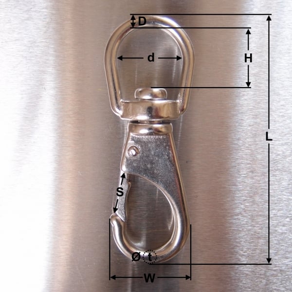 Stainless Steel Swivel Eye Boat Snap Hook - AISI 316