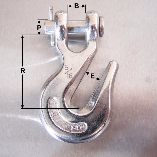 Stainless Steel Clevis Type Grab Hook - AISI 316