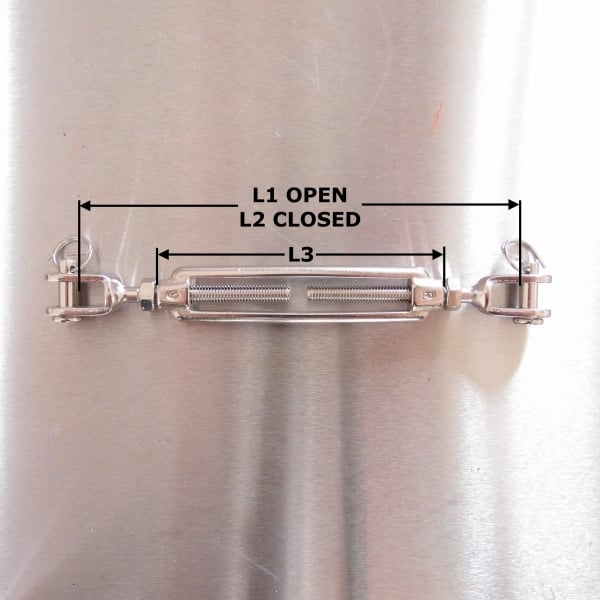 Stainless Steel Open Body Turnbuckles - Straining Screw - Jaw and Jaw - AISI 316