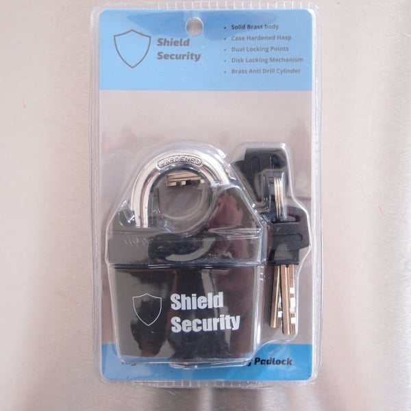 10.5mm Padlock Black Coated with Hardened Shackle - 4 Keys