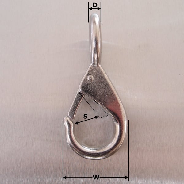 Stainless Steel Fixed Eye Boat Snap Hook AISI 316