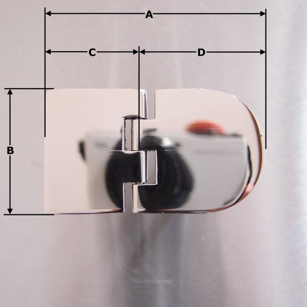 70mm x 40mm Half Oval Hinge with Threaded Studs Stainless steel AISI 316