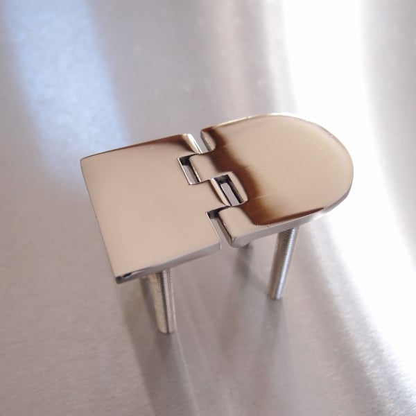 70mm x 40mm Half Oval Hinge with Threaded Studs Stainless steel AISI 316
