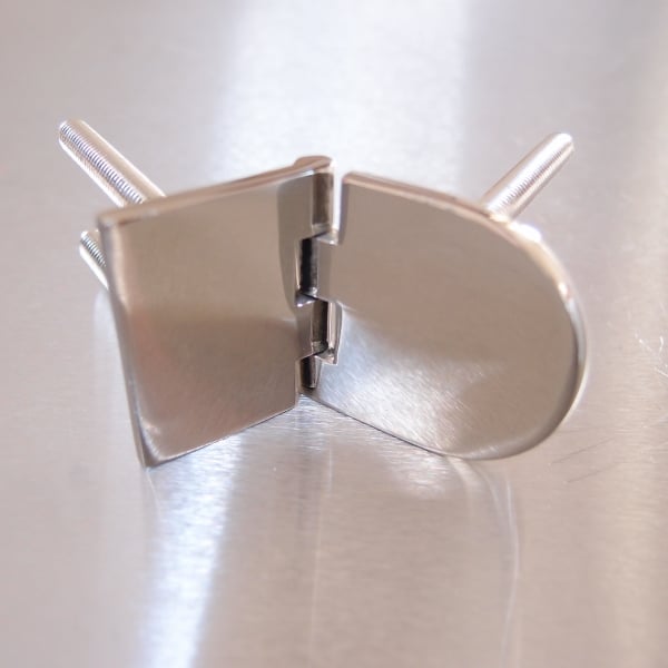 70mm x 40mm Half Oval Hinge with Threaded Studs Stainless steel AISI 316