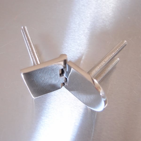 70mm x 40mm Half Oval Hinge with Threaded Studs Stainless steel AISI 316