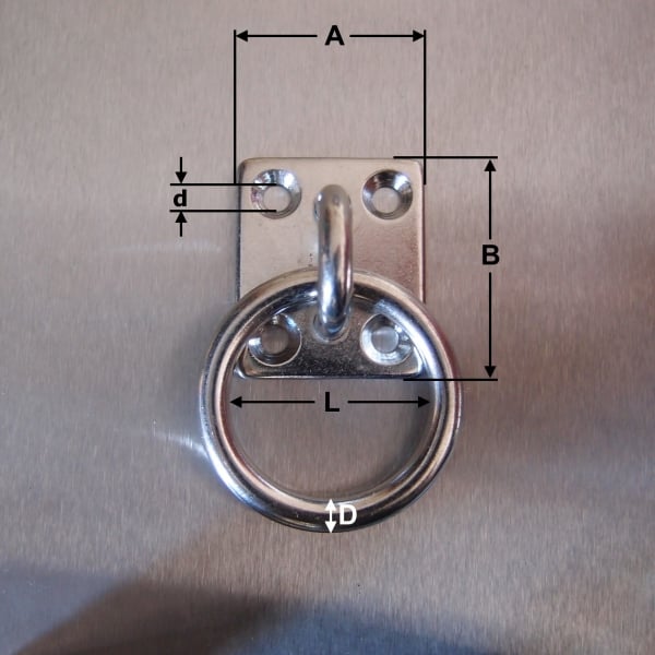 Stainless Steel Four Hole Eye Plates - Fitted with Ring AISI 304
