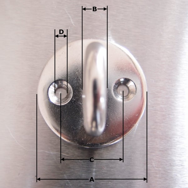 Stainless Steel Two Hole Round Hook On Plate 304 AISI
