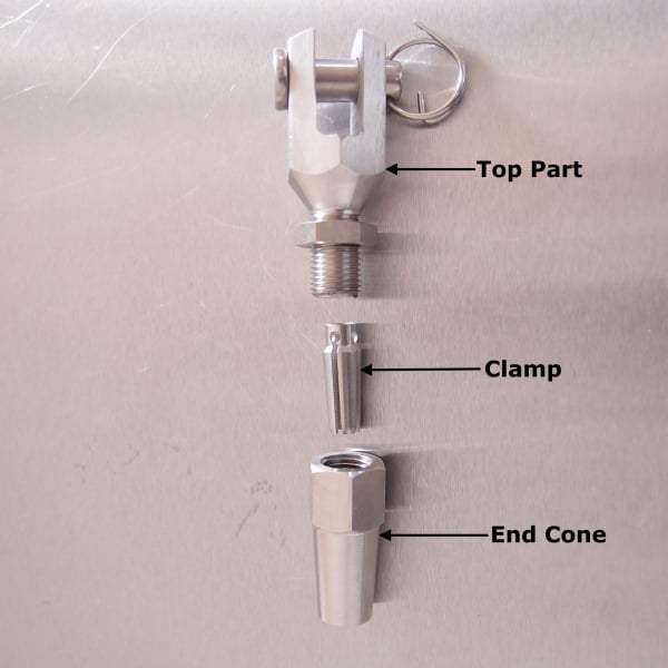 Stainless Steel Swageless Fork - Jaw - Terminals - AISI 316