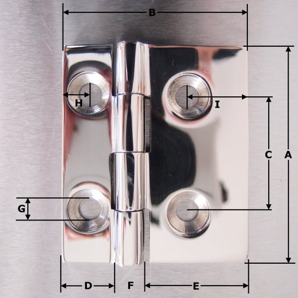 52mm x 61mm Stainless Steel Small Square Offset Hinges - 316 grade