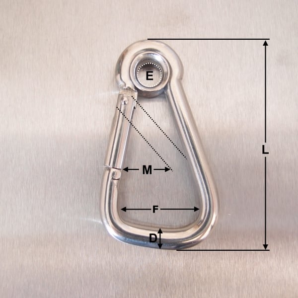 Stainless Steel Asymmetric Carbine Hook with Eyelet - AISI 316