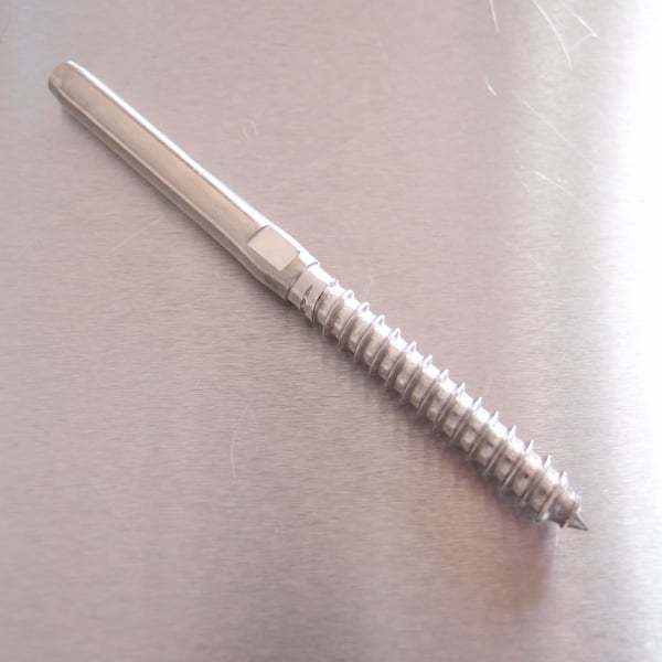 Swage Stud Terminal with Wood Screw Thread - Stainless Steel AISI 316