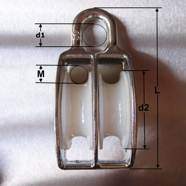 Awning Pulleys - Nylon Sheave with Fixed Elongated Eye: Double Sheave