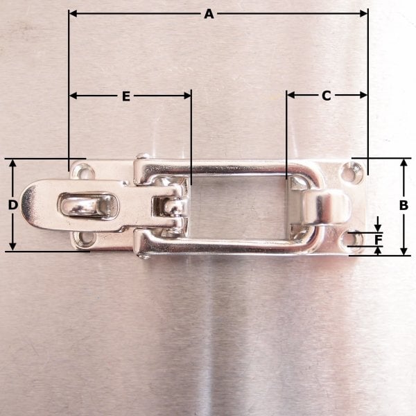 88mm Stainless Steel Bailing Latch - Heavy Pattern - AISI 316