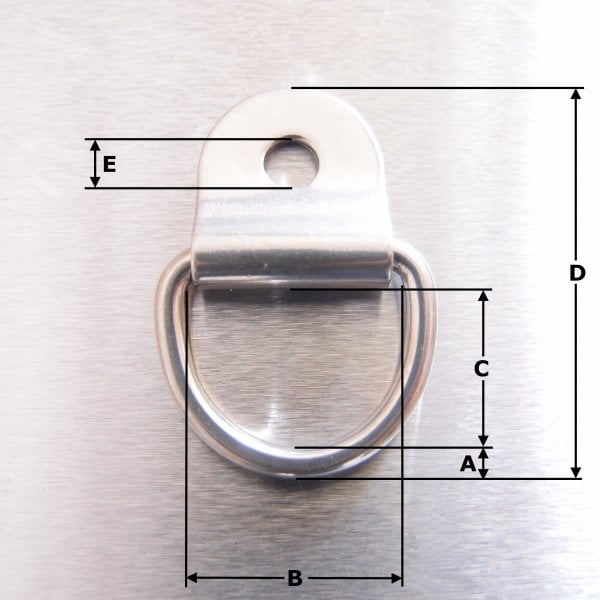 3mm x 20mm Stainless Steel Dee Ring and Cleat - AISI 316