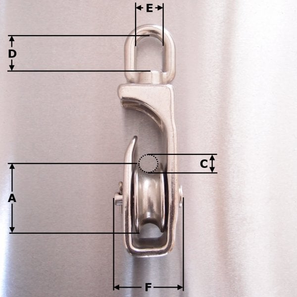 Suits 10mm Rope Stainless Steel Open Sided Pulley Block - AISI 316