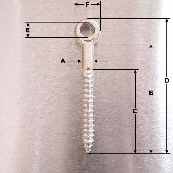 Stainless Steel Woodscrew Eye Bolt with Small Eye - AISI 316