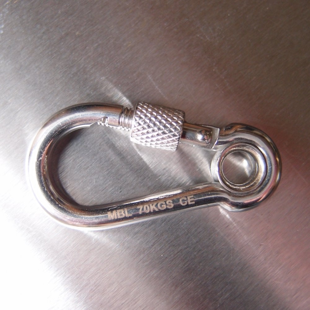 Stainless Steel Load Rated Carbine Hook With Screw Nut - With Eyelet