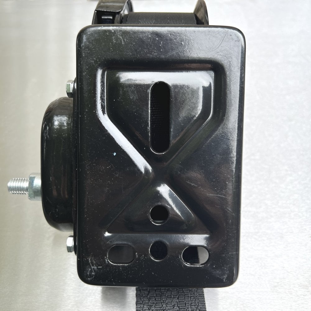 Black Coated Braked Hand Winch complete with Webbing Strap and Hook