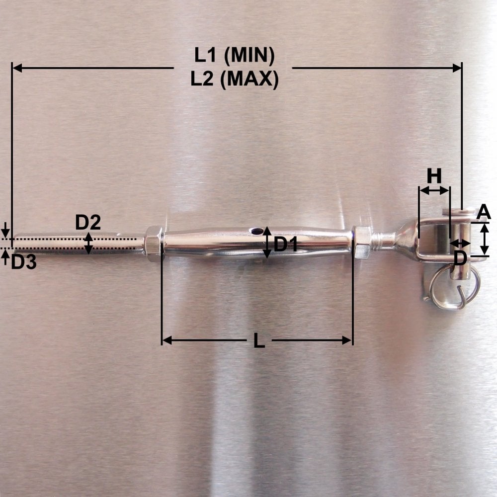 Stainless Steel Closed Body Rigging Screws - Jaw and Swage Terminal - AISI 316