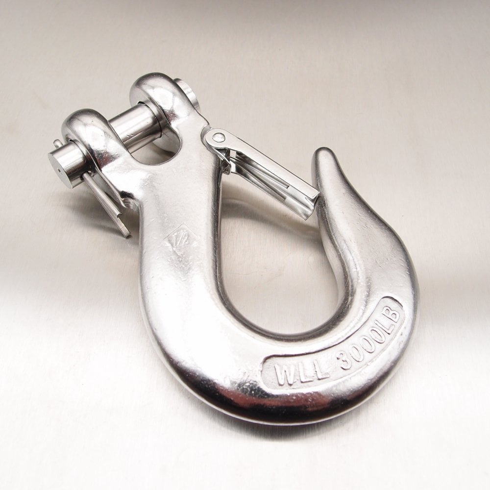 Stainless Steel Clevis Type Sling Hook with Safety Catch AISI 316