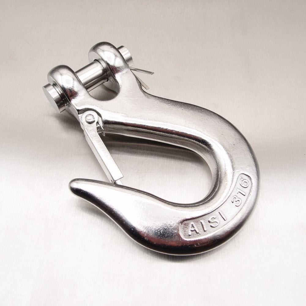 Stainless Steel Clevis Type Sling Hook with Safety Catch AISI 316