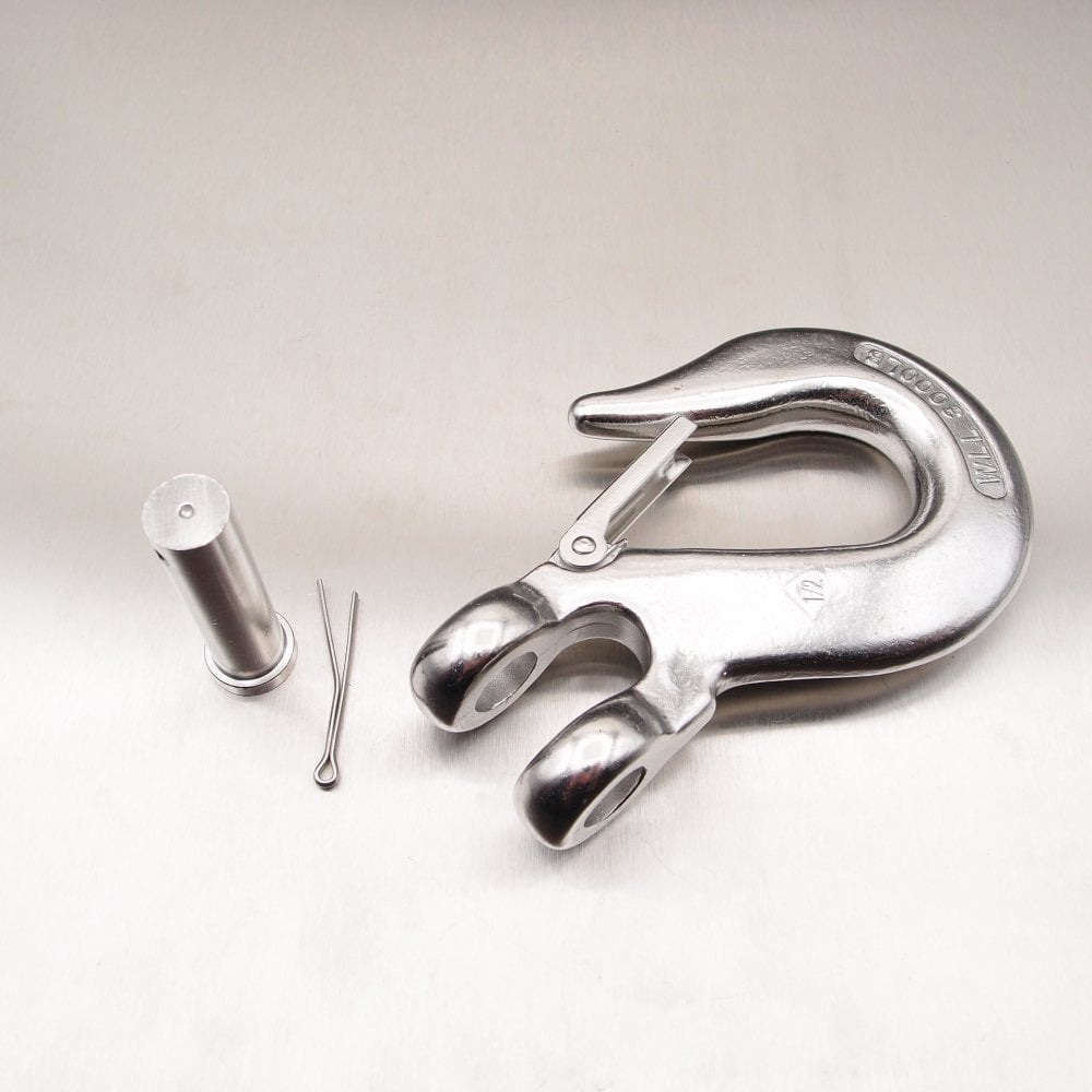 Stainless Steel Clevis Type Sling Hook with Safety Catch AISI 316