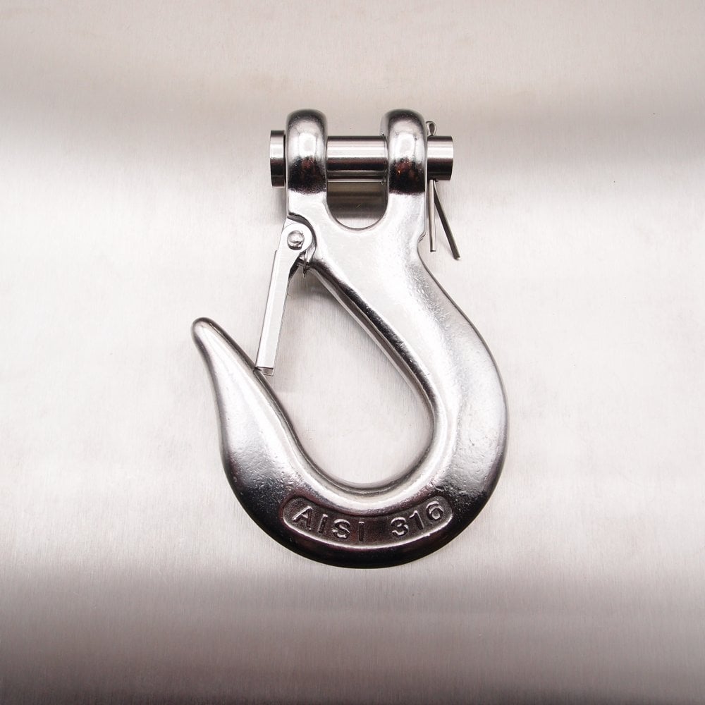 Stainless Steel Clevis Type Sling Hook with Safety Catch AISI 316