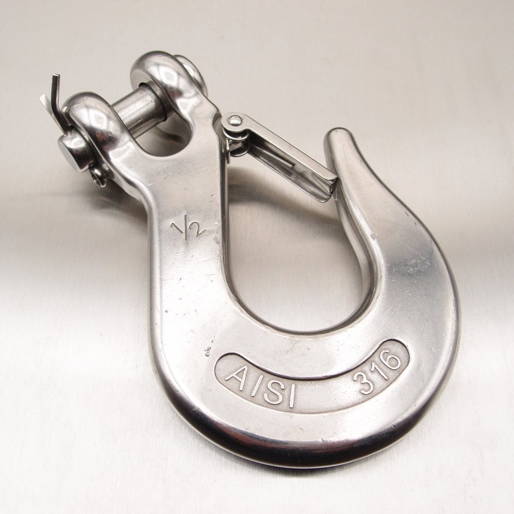 Stainless Steel Clevis Type Sling Hook with Safety Catch AISI 316