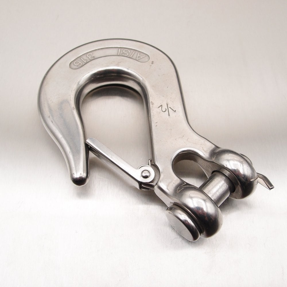 Stainless Steel Clevis Type Sling Hook with Safety Catch AISI 316
