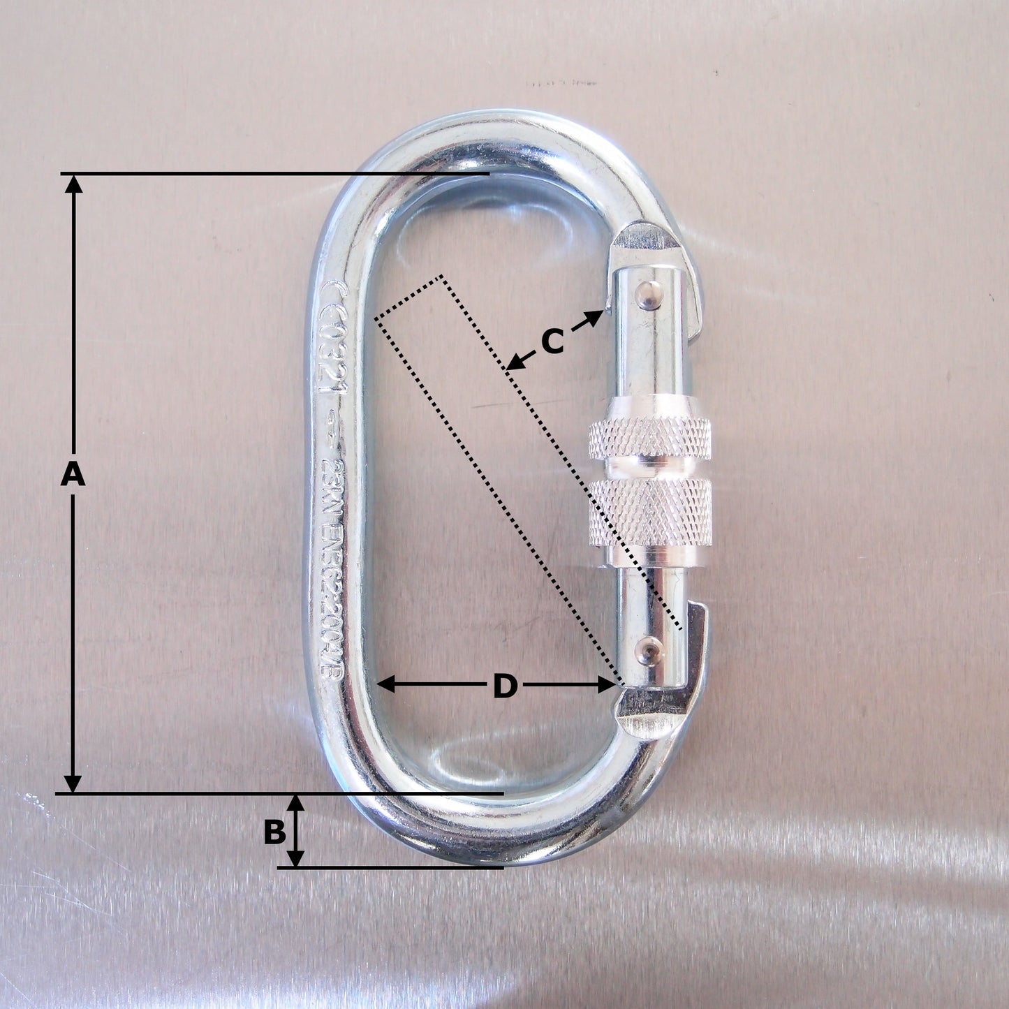 Carabiner - Screw Gate - 18mm Opening - 25kN - Zinc Plated Steel - Working at Height
