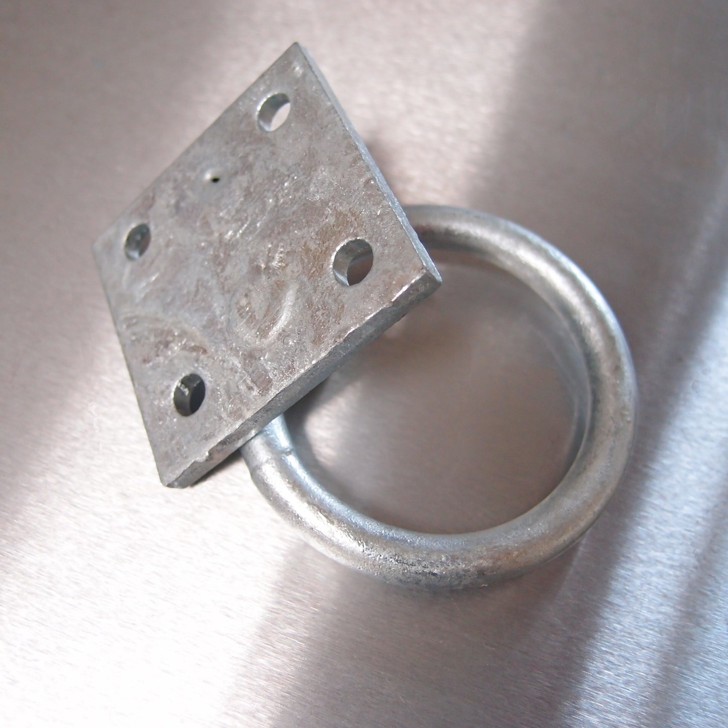 Binnacle Ring / Ring On Plate - 50mm x 50mm - Galvanised Steel