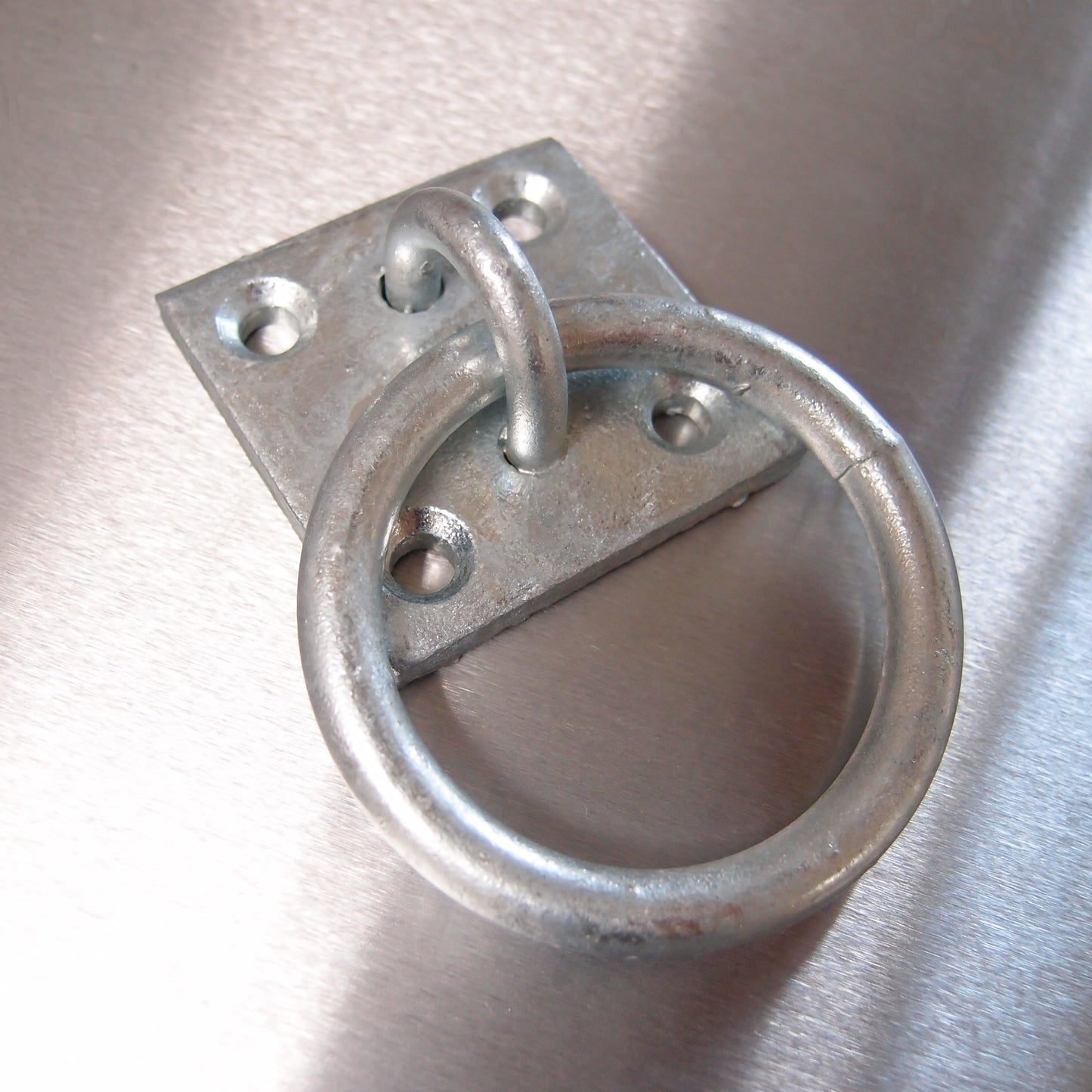 Binnacle Ring / Ring On Plate - 50mm x 50mm - Galvanised Steel